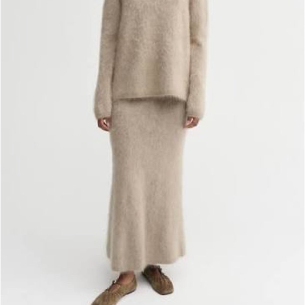 ALMADA LABEL UMI BRUSHED CASHMERE SKIRT, NOUGAT NWT